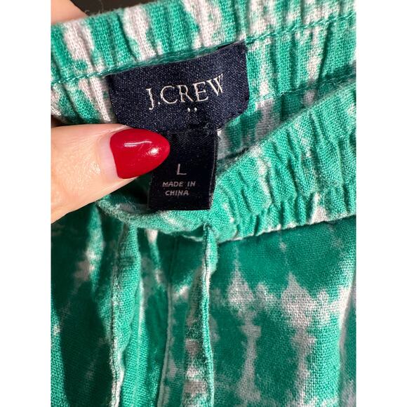 J Crew Shorts Womens Large Green Linen Tie Dye Comfy Beachy Boho Casual Pockets - Picture 2 of 10